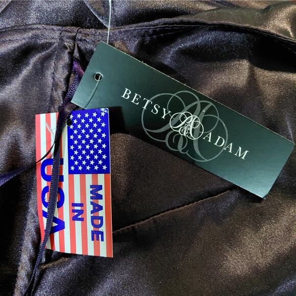 Betsy & Adam Formal Evening Gown Women Size 10 Brown Satin Halter Neck Dress - Picture 12 of 13